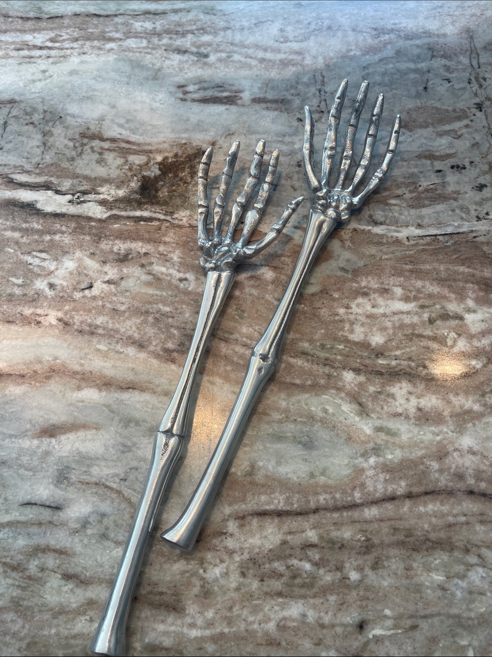 Skeleton Hand Salad Servers in Silver - Decorative Home Accents